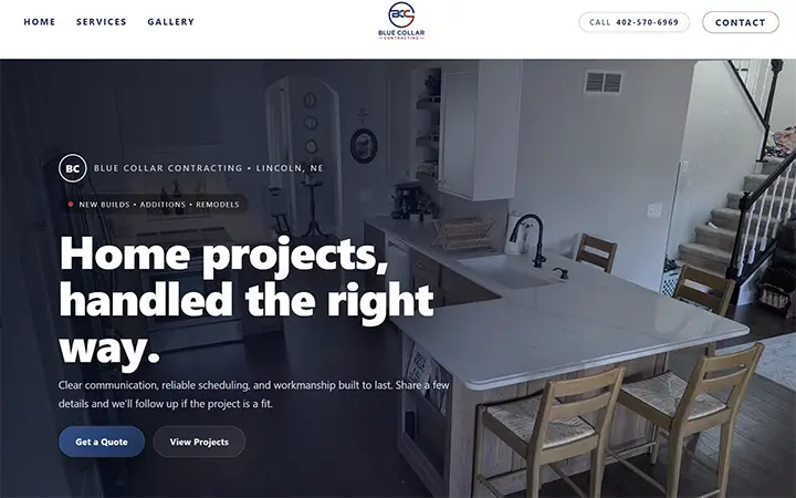 Blue Collar Contracting Homepage