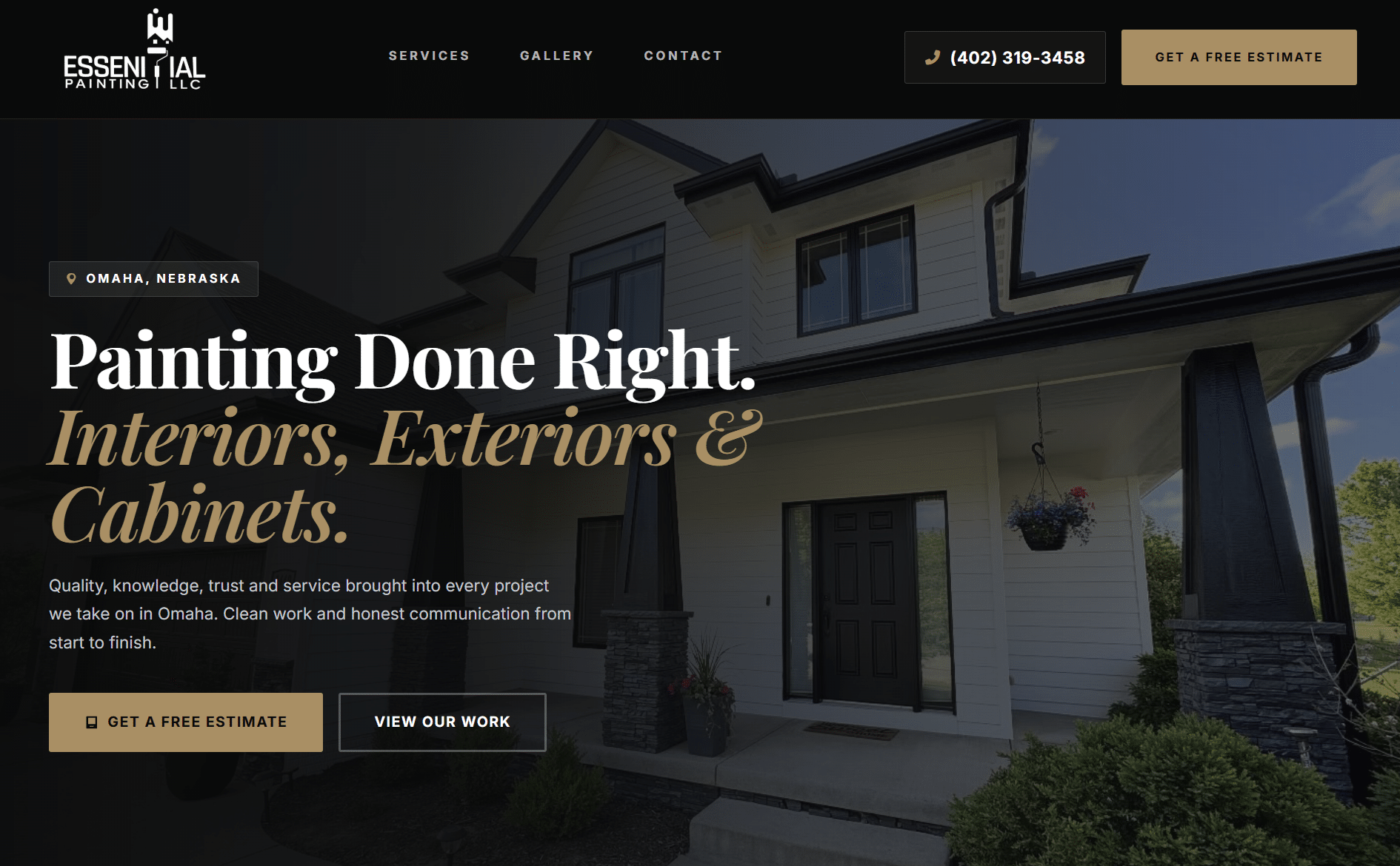Essential Painting LLC website built by Horn Digital Marketing